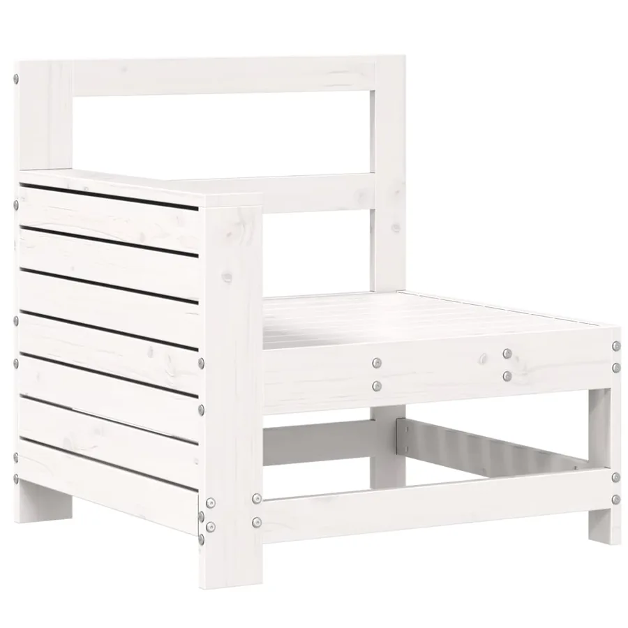 Salon de jardin 9 pcs blanc bois de pin massif - 7