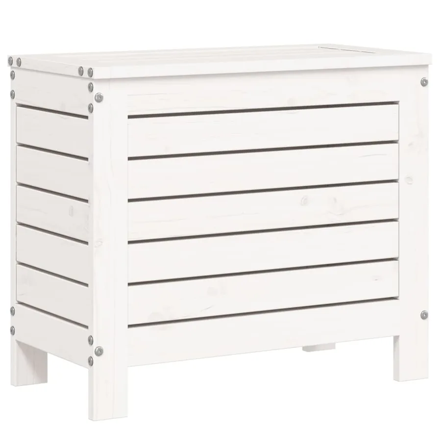 Salon de jardin 9 pcs blanc bois de pin massif - 8