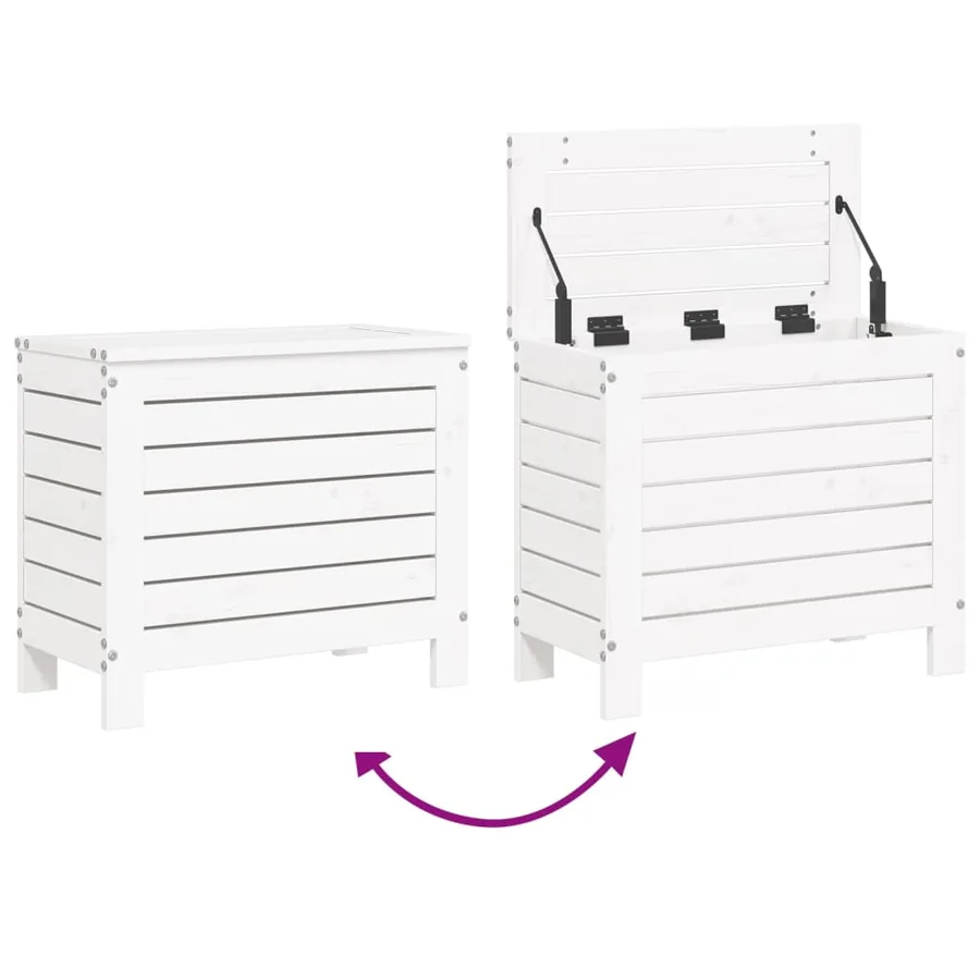 Salon de jardin 10 pcs blanc bois de pin massif - 11