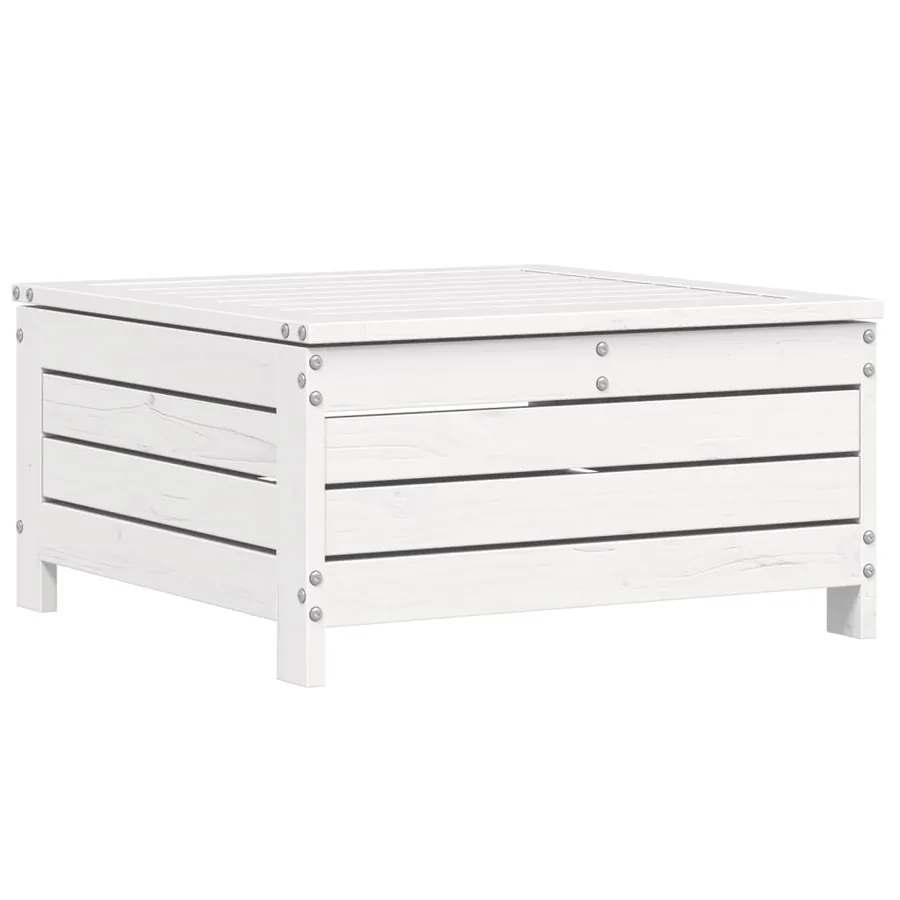 Salon de jardin 10 pcs blanc bois de pin massif - 9
