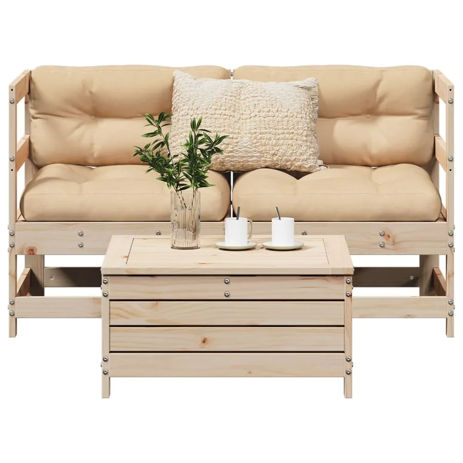 Salon de jardin 3 pcs bois de pin massif