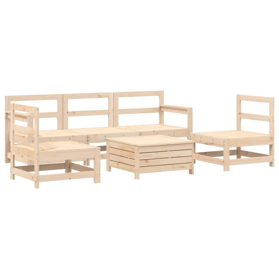 Salon de jardin 6 pcs bois de pin massif - 2