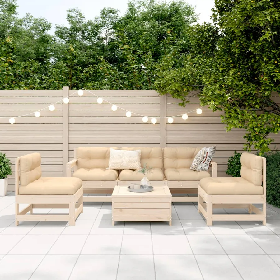 Salon de jardin 6 pcs bois de pin massif - 3