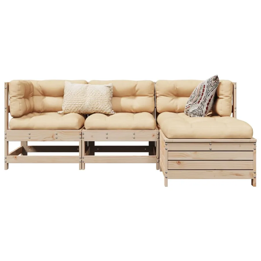 Salon de jardin 4 pcs bois massif de pin