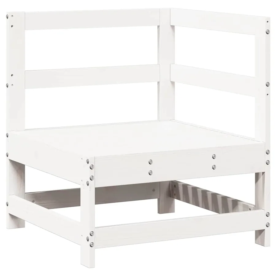 Salon de jardin 7 pcs Blanc Bois de pin massif - 4