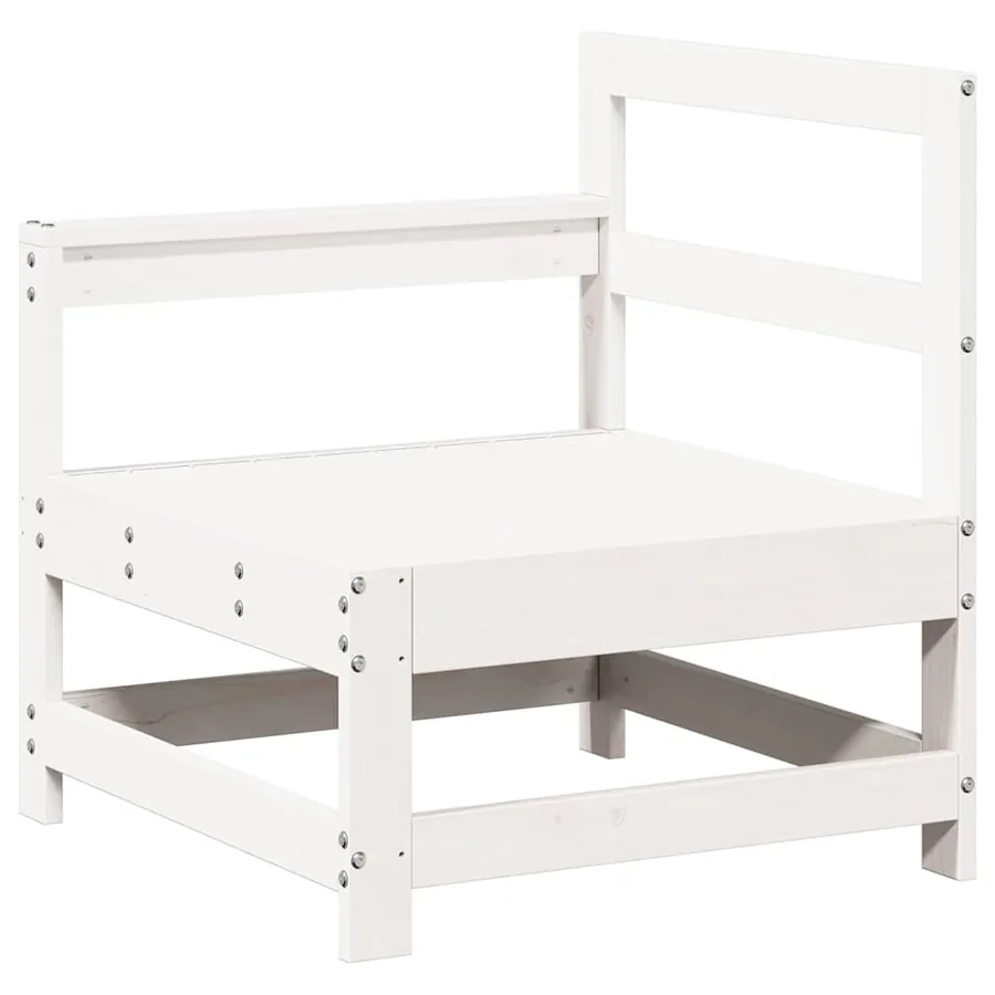 Salon de jardin 7 pcs Blanc Bois de pin massif - 5