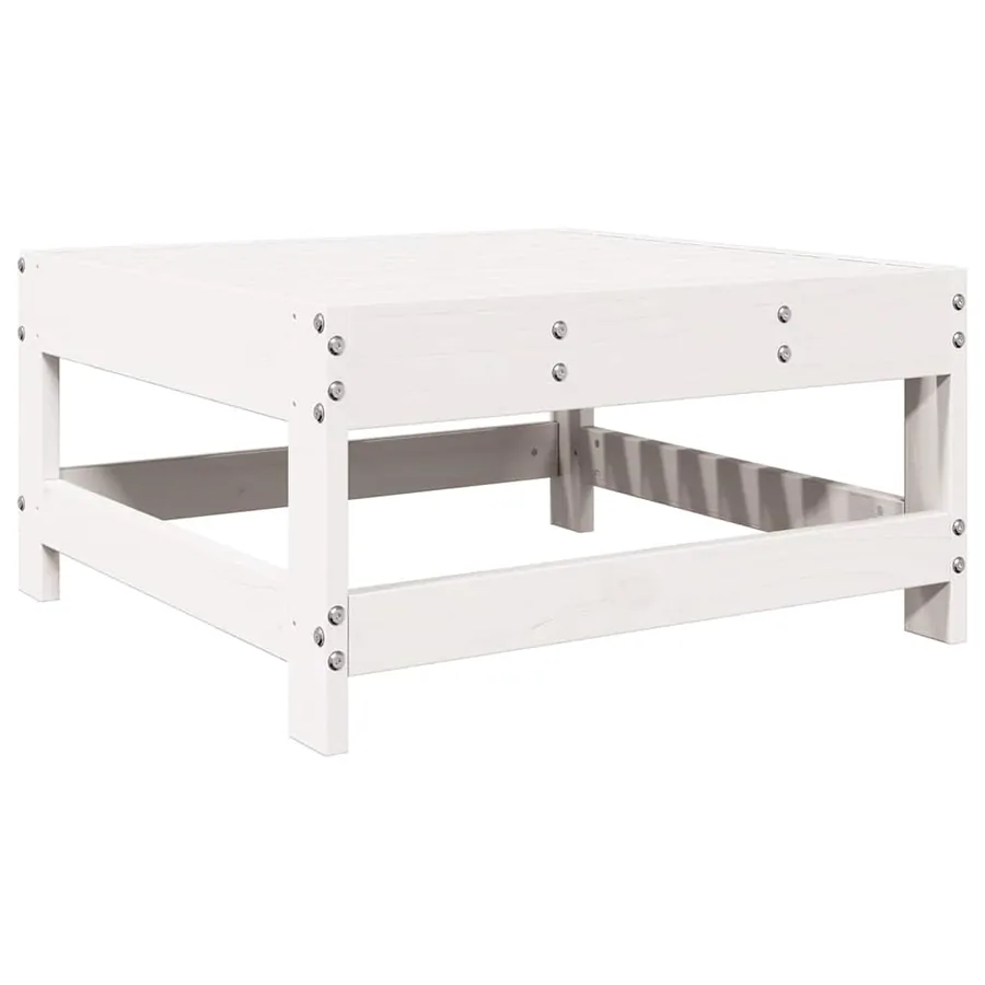 Salon de jardin 7 pcs Blanc Bois de pin massif - 8