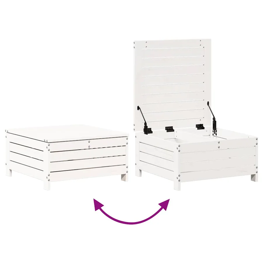 Salon de jardin 7 pcs Blanc Bois de pin massif - 9