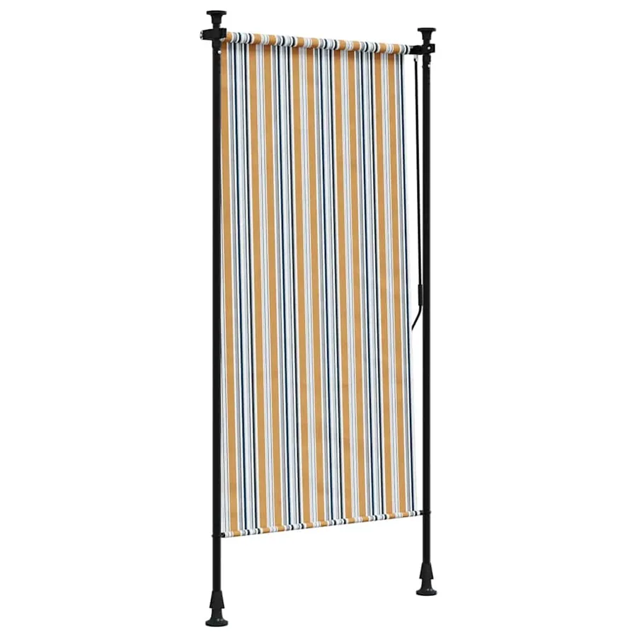 Store roulant d'extérieur jaune et blanc 120x270 cm tissu acier - 5