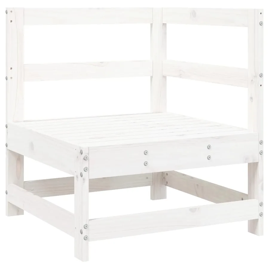 Salon de jardin 5 pcs blanc bois massif de pin - 4