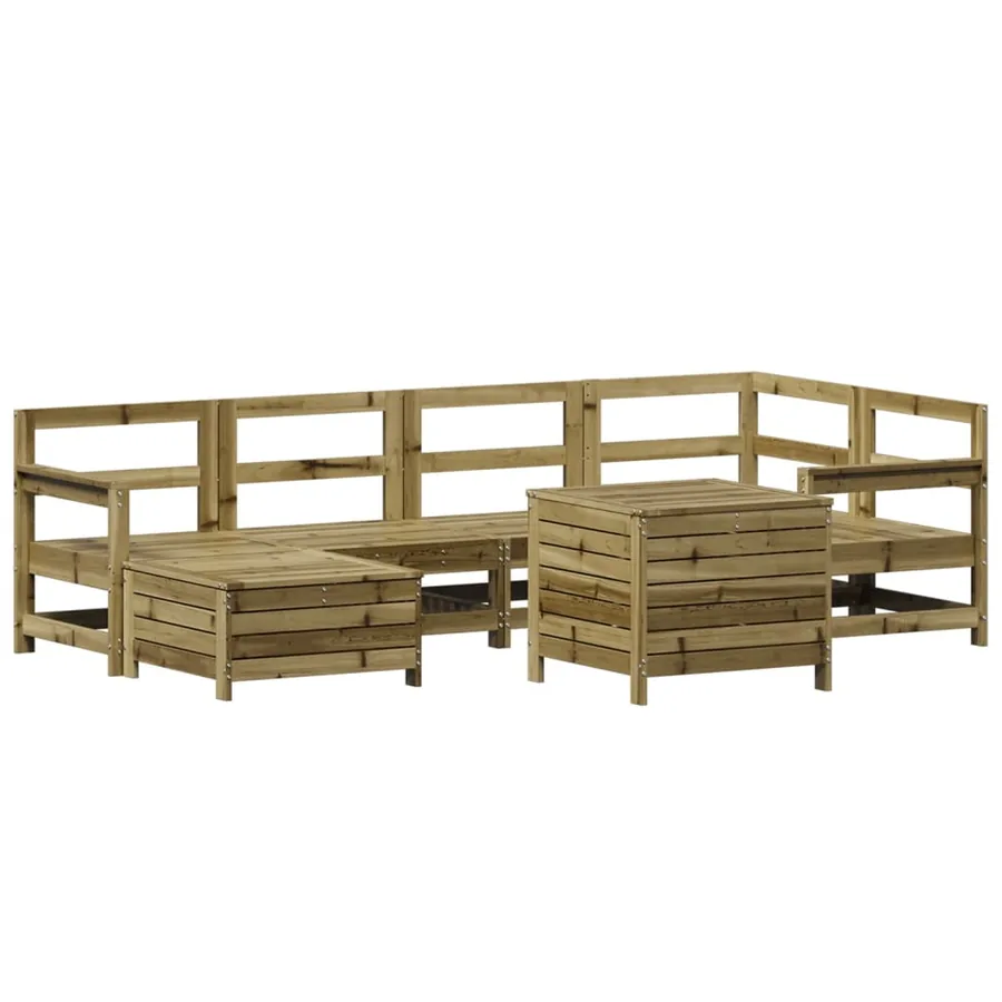 Salon de jardin 7 pcs bois de pin imprégné - 2