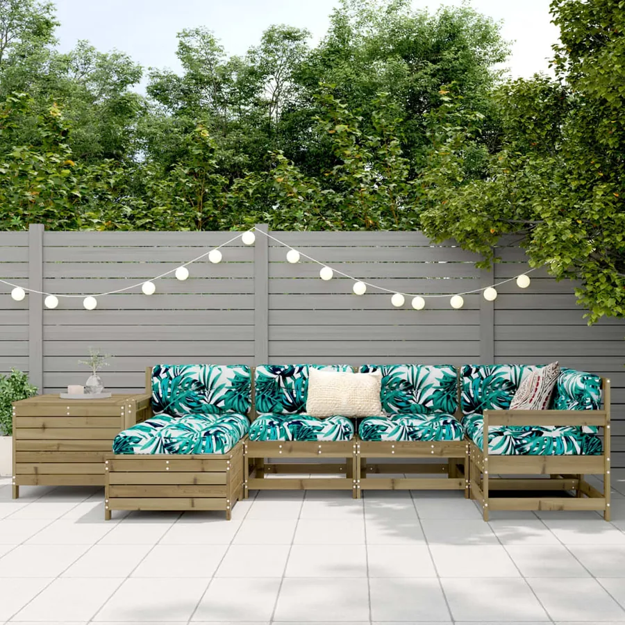 Salon de jardin 7 pcs bois de pin imprégné - 3