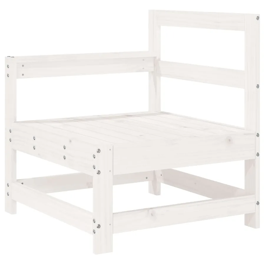 Salon de jardin 7 pcs blanc bois de pin massif - 3