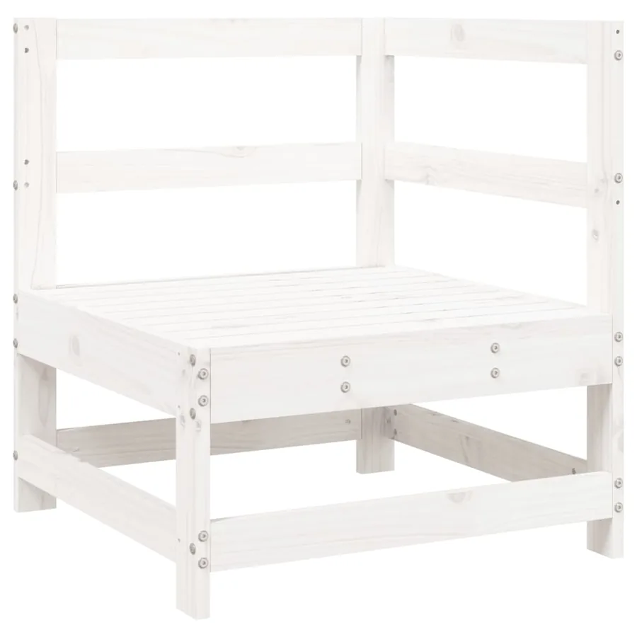 Salon de jardin 7 pcs blanc bois de pin massif - 5