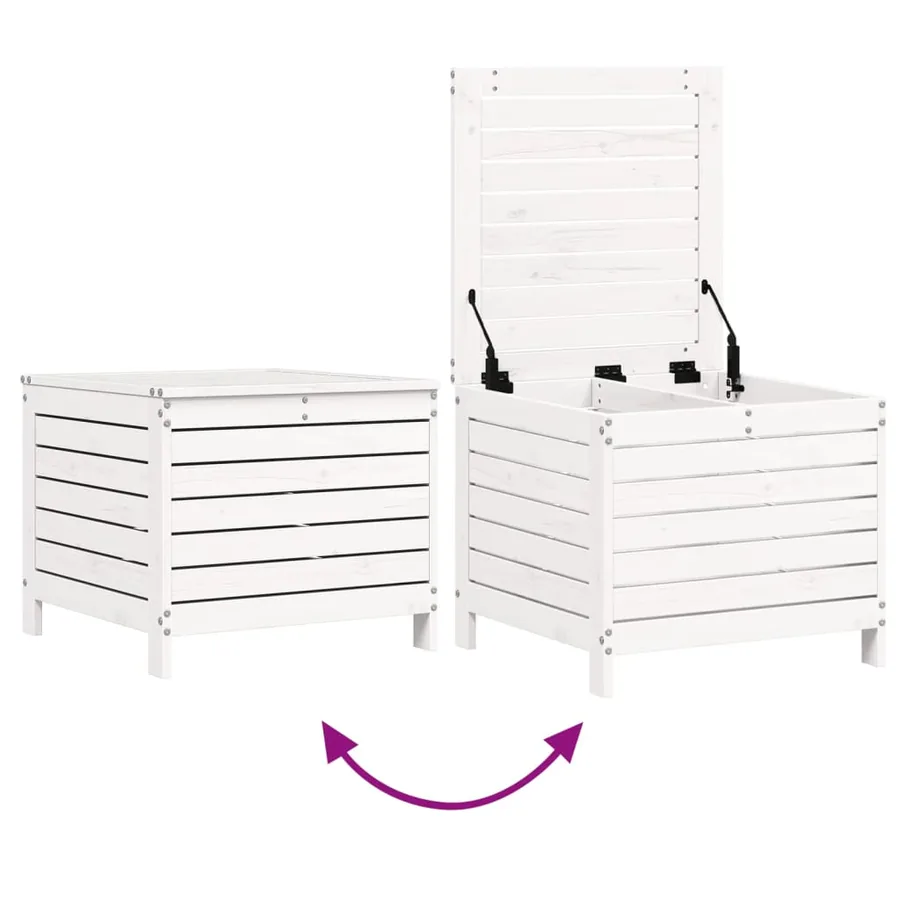 Salon de jardin 5 pcs blanc bois massif de pin - 9