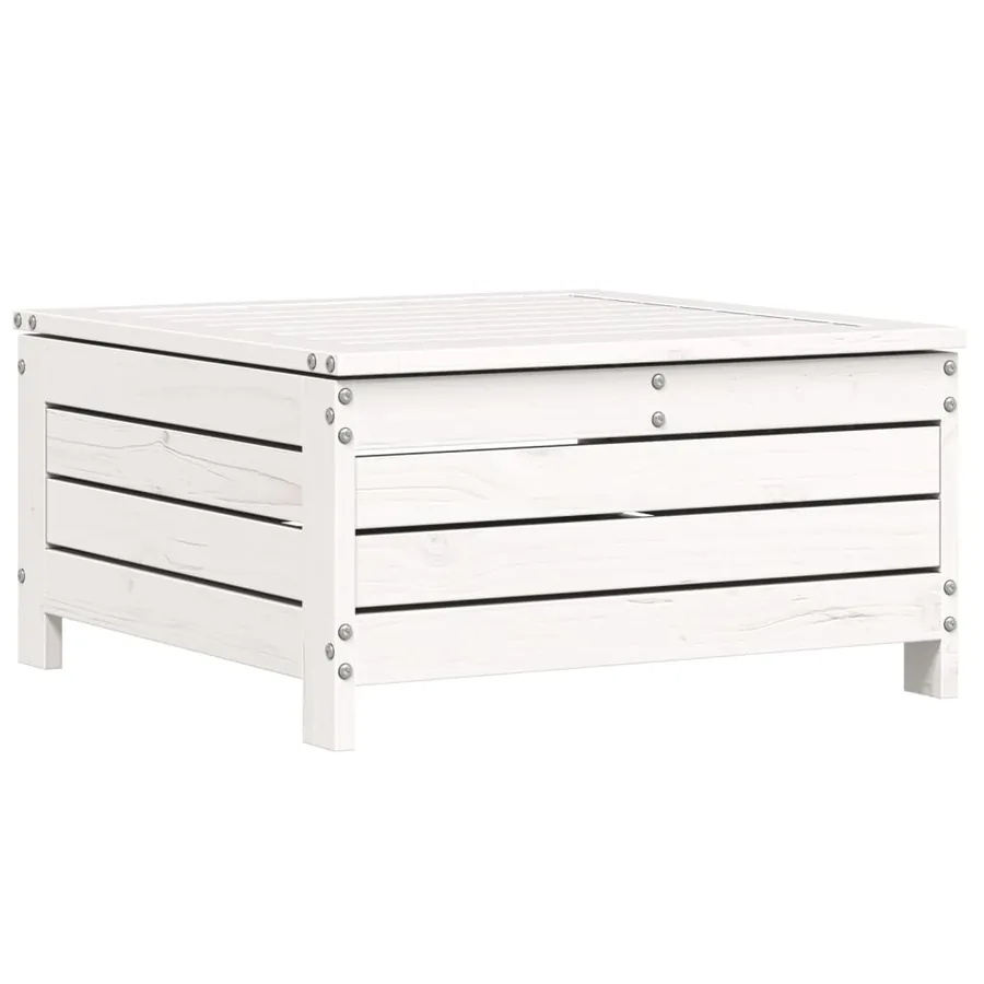 Salon de jardin 6 pcs blanc bois de pin massif - 6