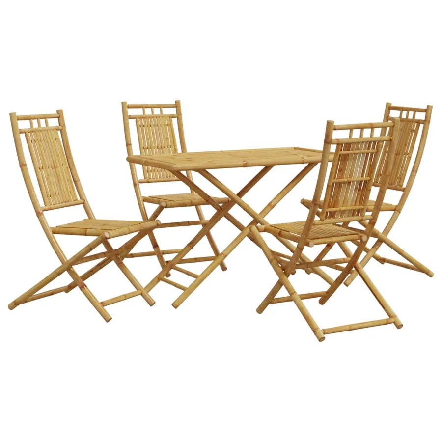 Ensemble à manger de jardin 5 pcs bambou - 2