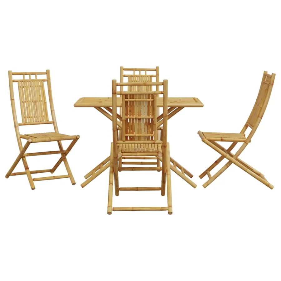 Ensemble à manger de jardin 5 pcs bambou - 3