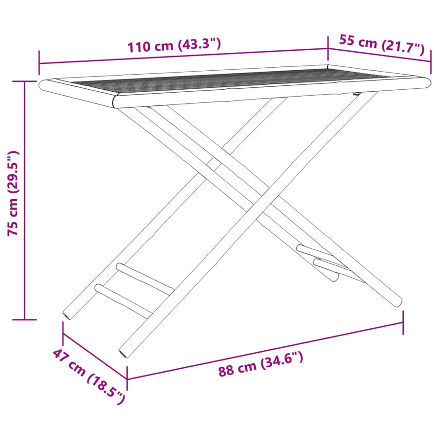 Ensemble à manger de jardin 5 pcs bambou - 8