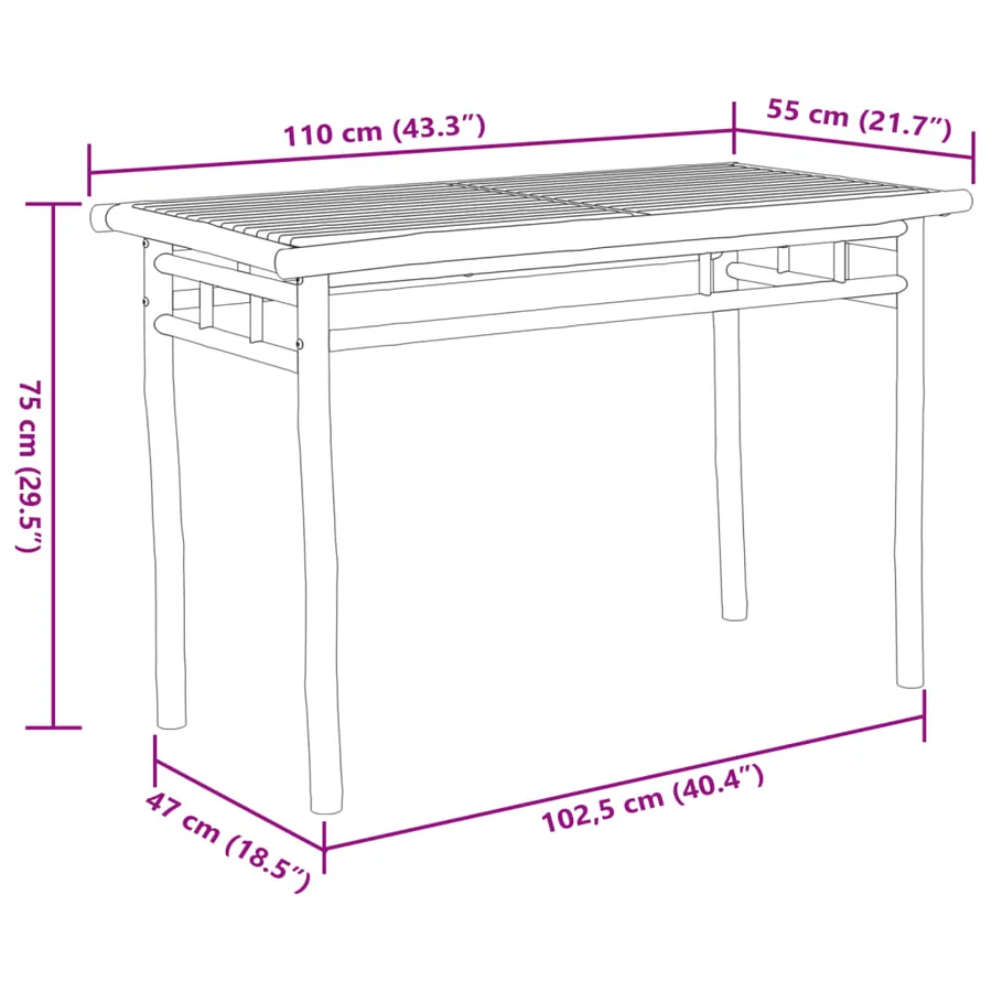 Ensemble à manger de jardin 5 pcs bambou - 10