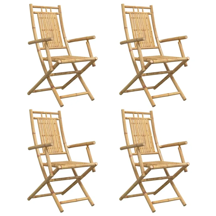 Chaises pliables de jardin lot de 4 53x66x99 cm bambou - 4