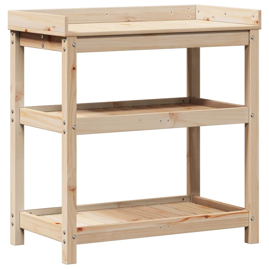 Table de rempotage et étagères 82,5x45x86,5 cm bois massif pin - 2