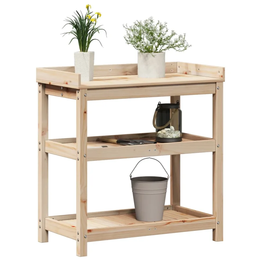 Table de rempotage et étagères 82,5x45x86,5 cm bois massif pin - 4