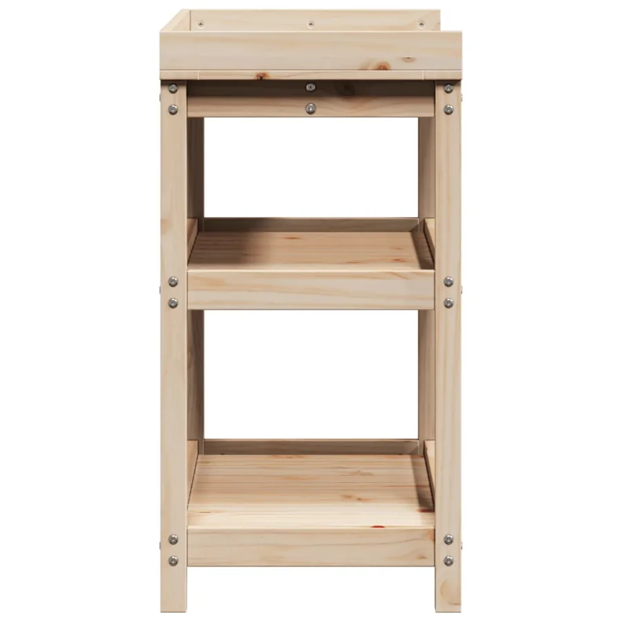 Table de rempotage et étagères 82,5x45x86,5 cm bois massif pin - 6