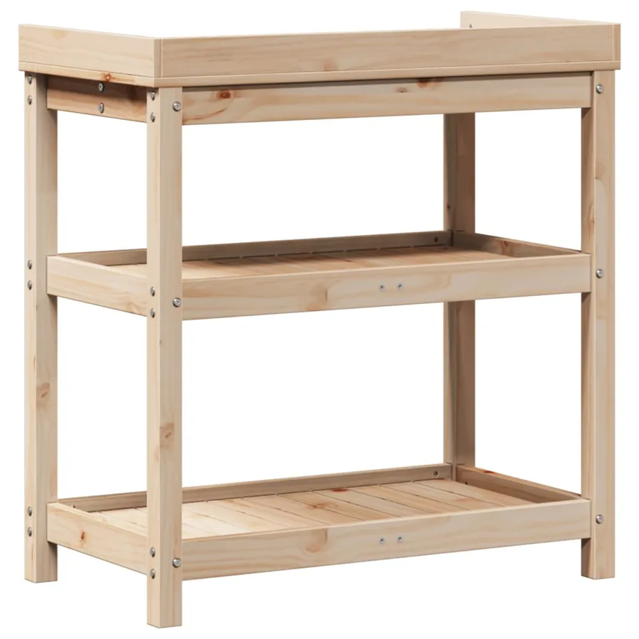 Table de rempotage et étagères 82,5x45x86,5 cm bois massif pin - 7