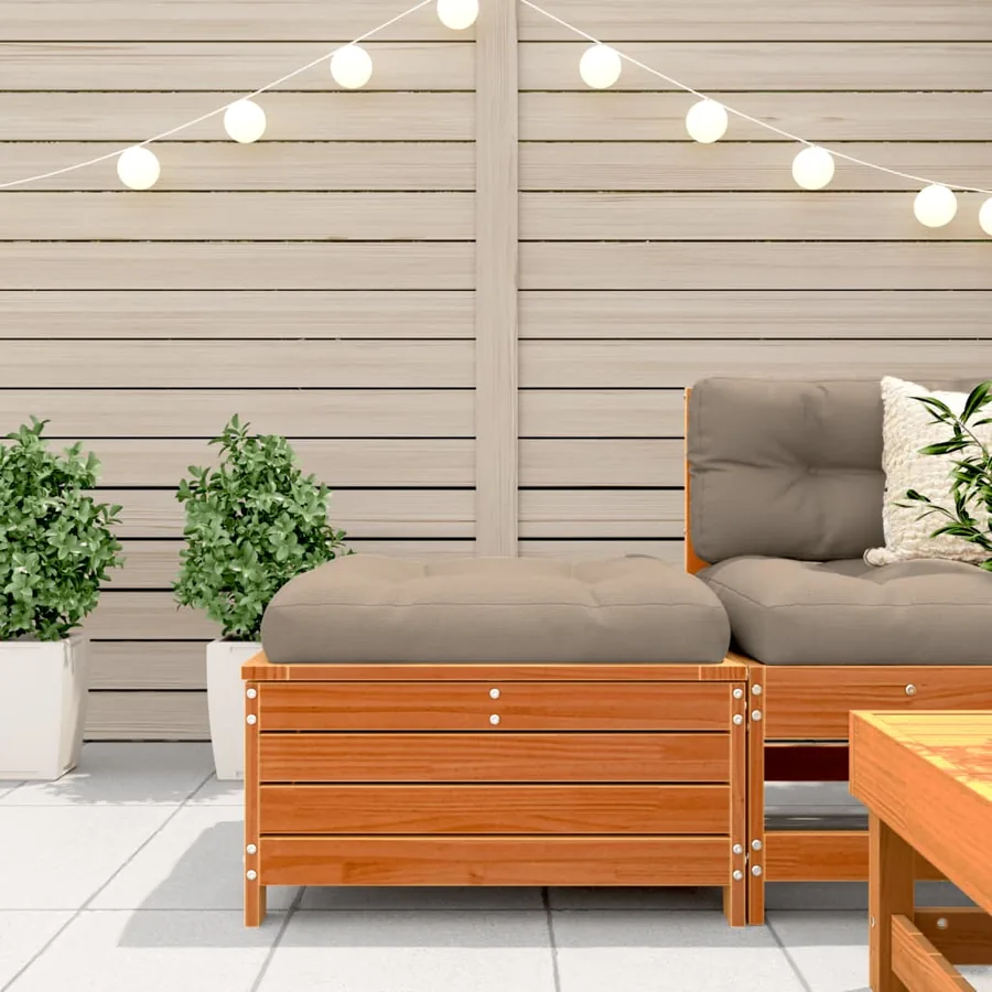 Repose-pied de jardin cire marron 62x63,5x32 cm bois pin massif - 3