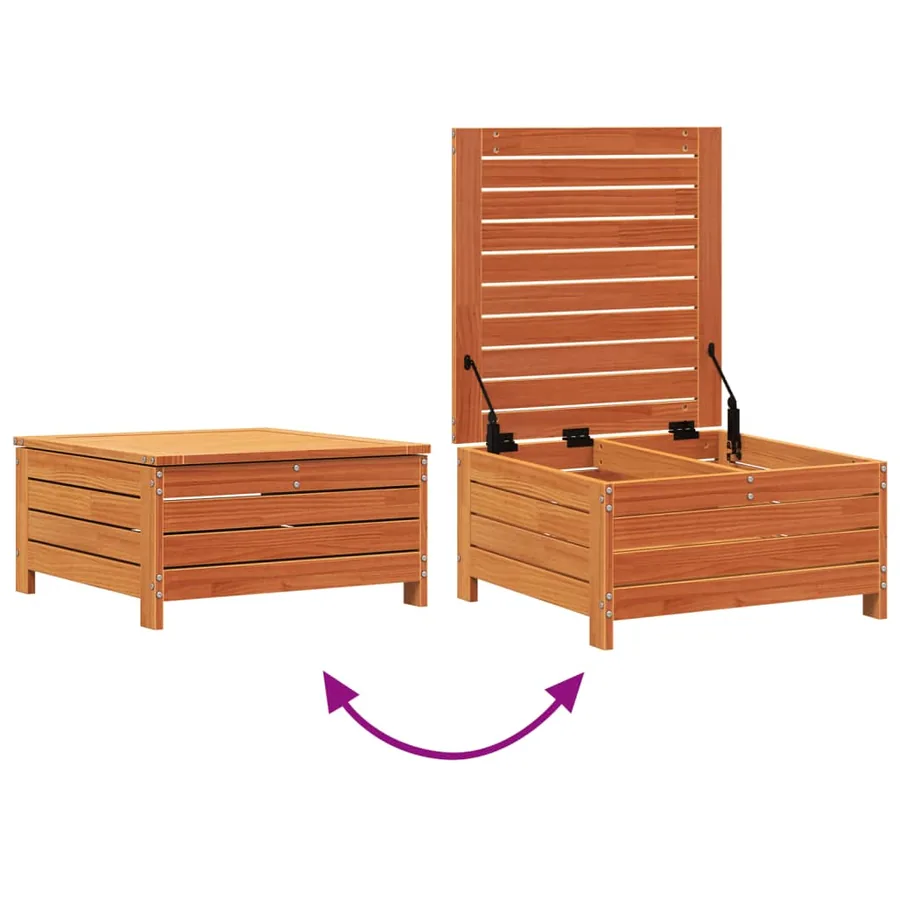 Repose-pied de jardin cire marron 62x63,5x32 cm bois pin massif - 7