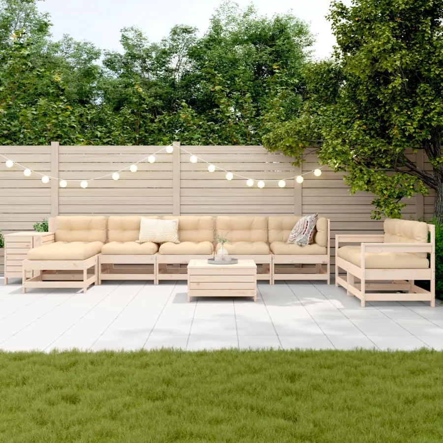Salon de jardin 10 pcs bois de pin massif - 3