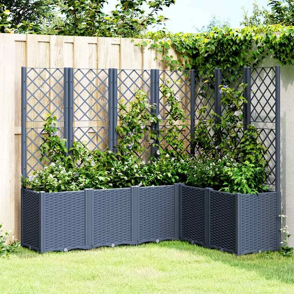 Jardinière avec treillis bleu gris 160x120x140 cm PP