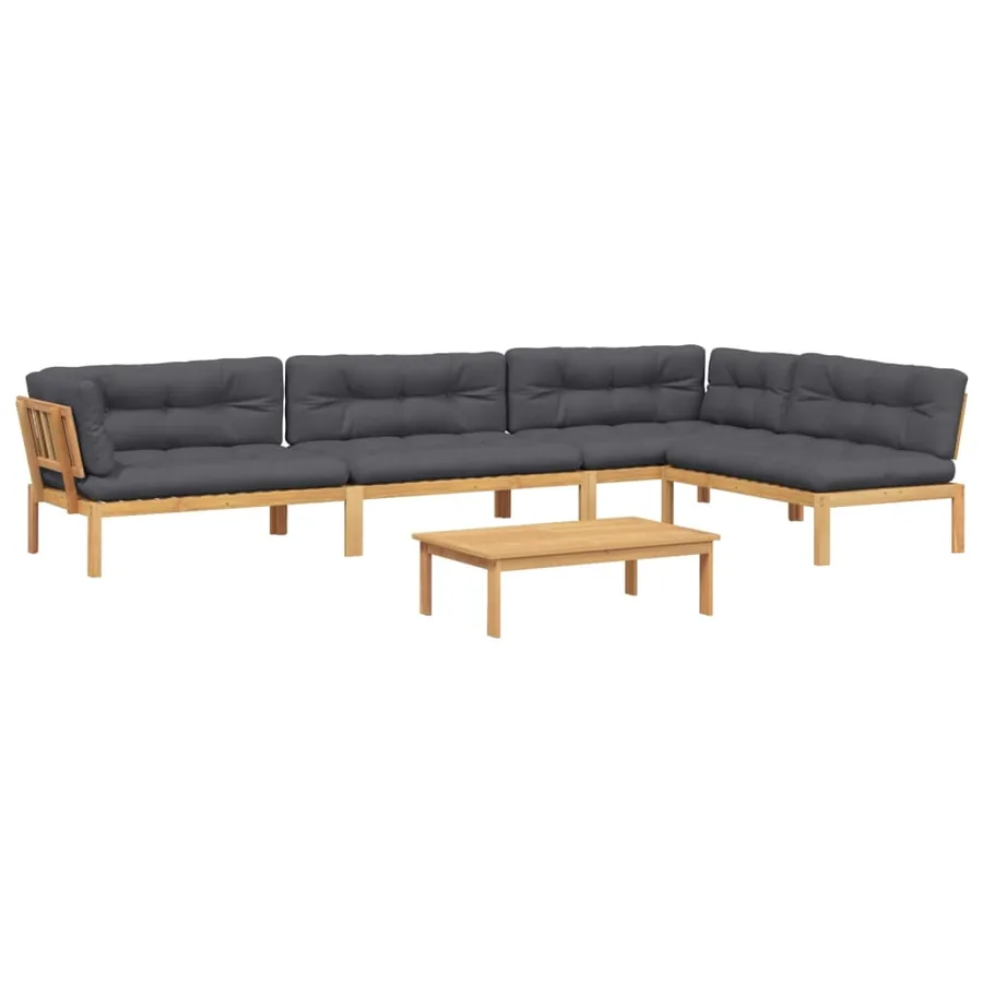 Salon palette de jardin avec coussins 5pcs bois d'acacia massif - 2