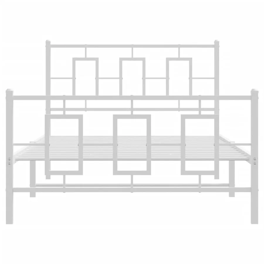 Cadre de lit métal sans matelas et pied de lit blanc 107x203 cm - 5