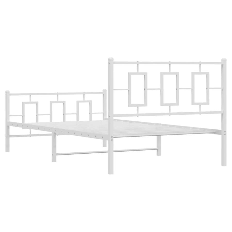 Cadre de lit métal sans matelas et pied de lit blanc 107x203 cm - 7