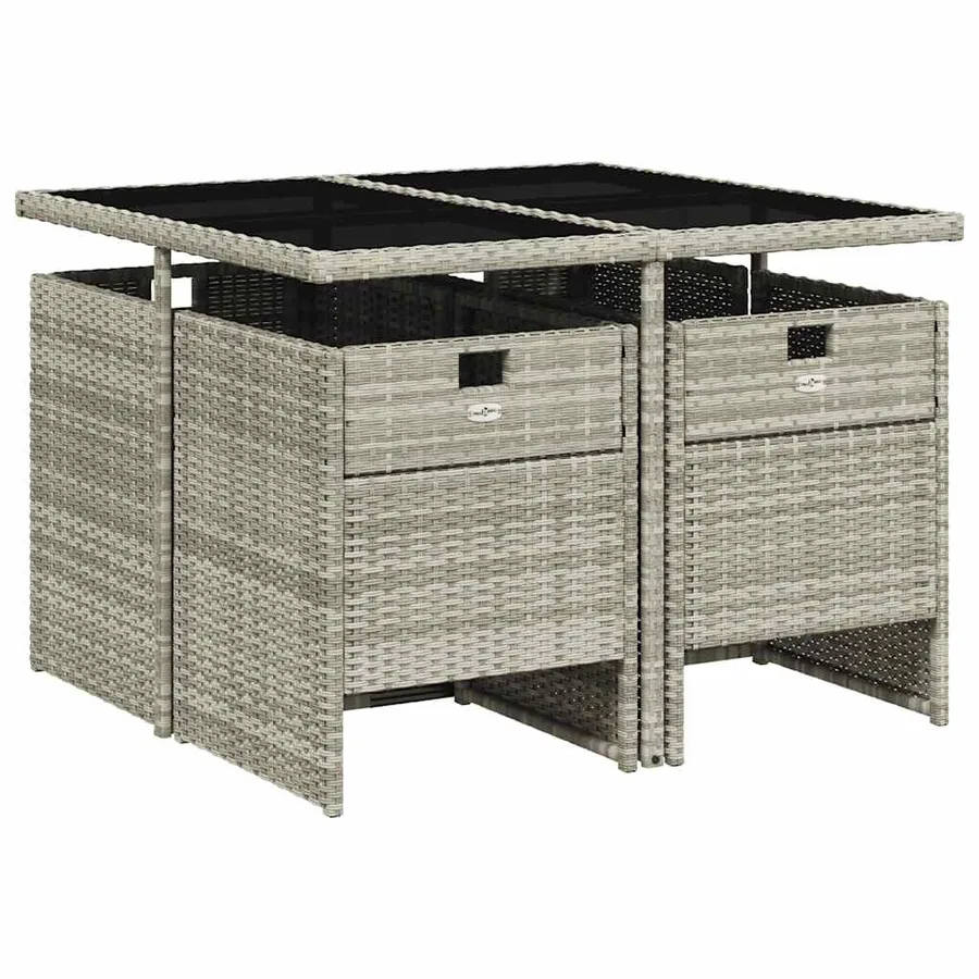 Ensemble à manger de jardin et coussins 5 pcs gris clair rotin - 3