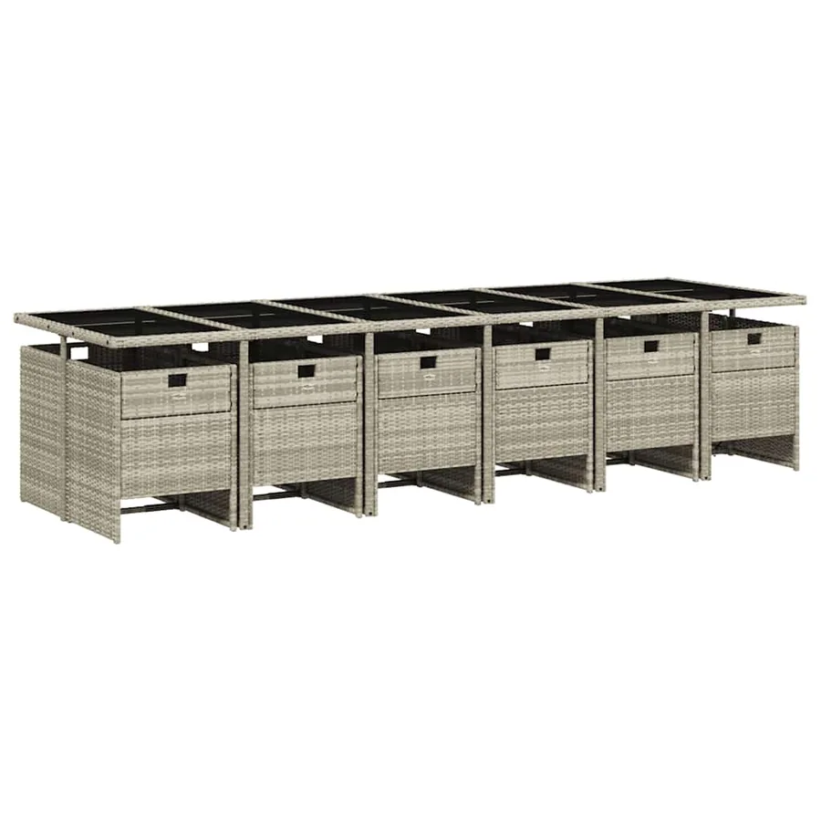 Ensemble à manger de jardin et coussins 13 pcs gris clair rotin - 3