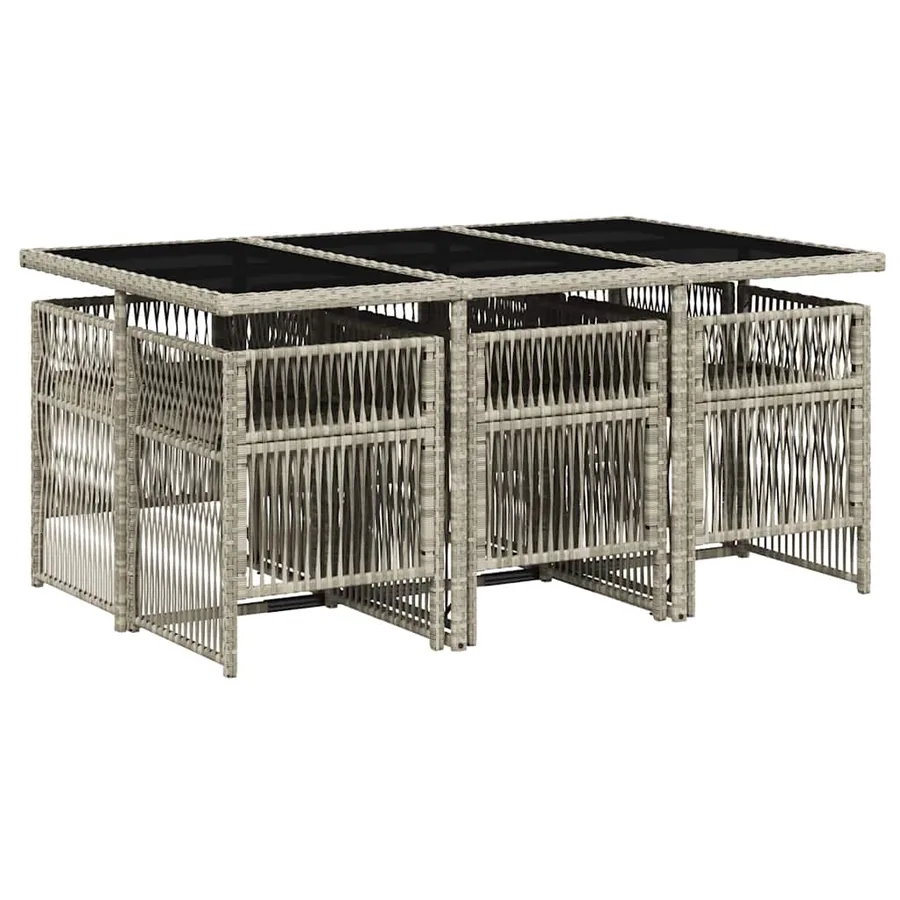 Ensemble à manger de jardin et coussins 7 pcs gris clair rotin - 3