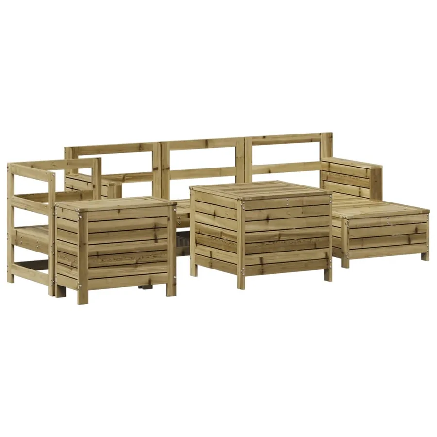 Salon de jardin 7 pcs bois de pin imprégné - 2