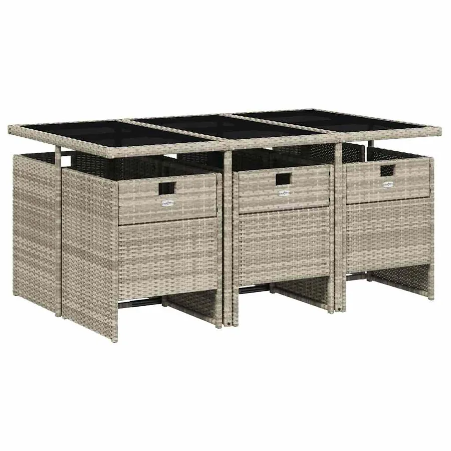 Ensemble à manger de jardin et coussins 7 pcs gris clair rotin - 3