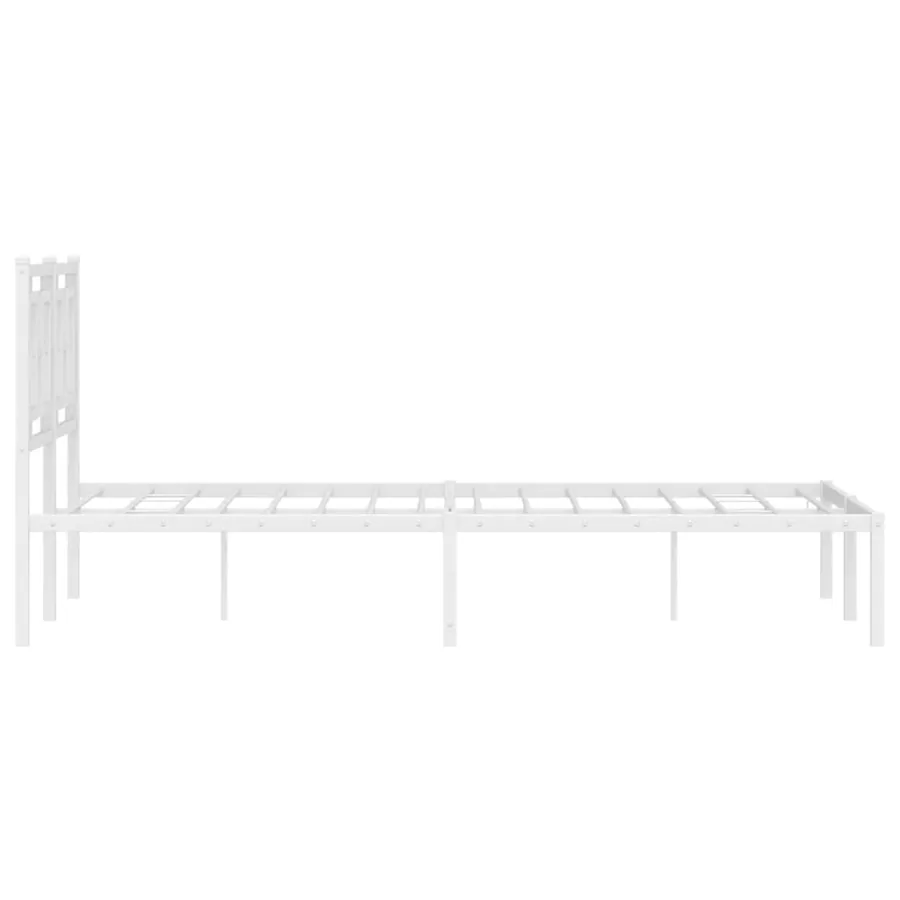 Cadre de lit métal sans matelas et tête de lit blanc 120x200 cm - 6