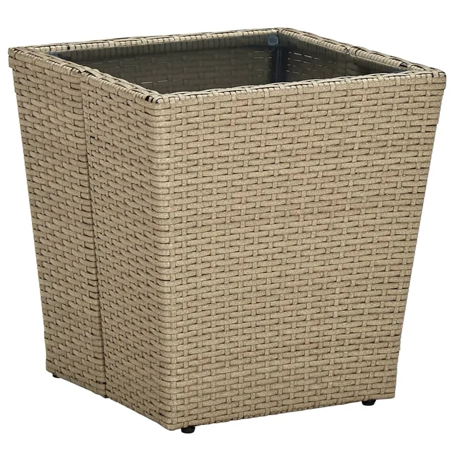 Ensemble de bistro avec coussins 3 pcs beige rotin et verre - 4