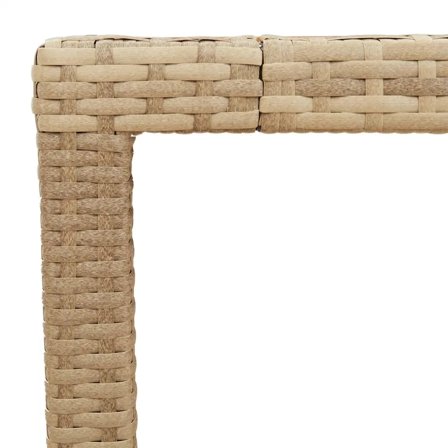 Table de jardin beige 90x90x75 cm résine tressée et bois acacia - 10