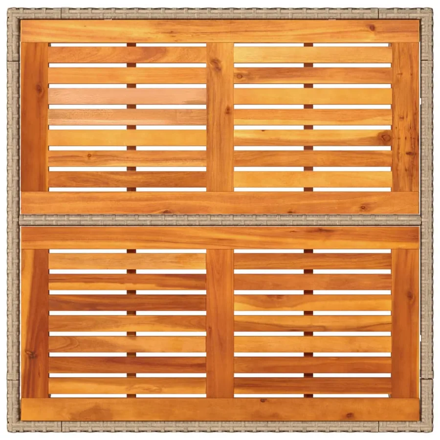 Table de jardin beige 90x90x75 cm résine tressée et bois acacia - 8
