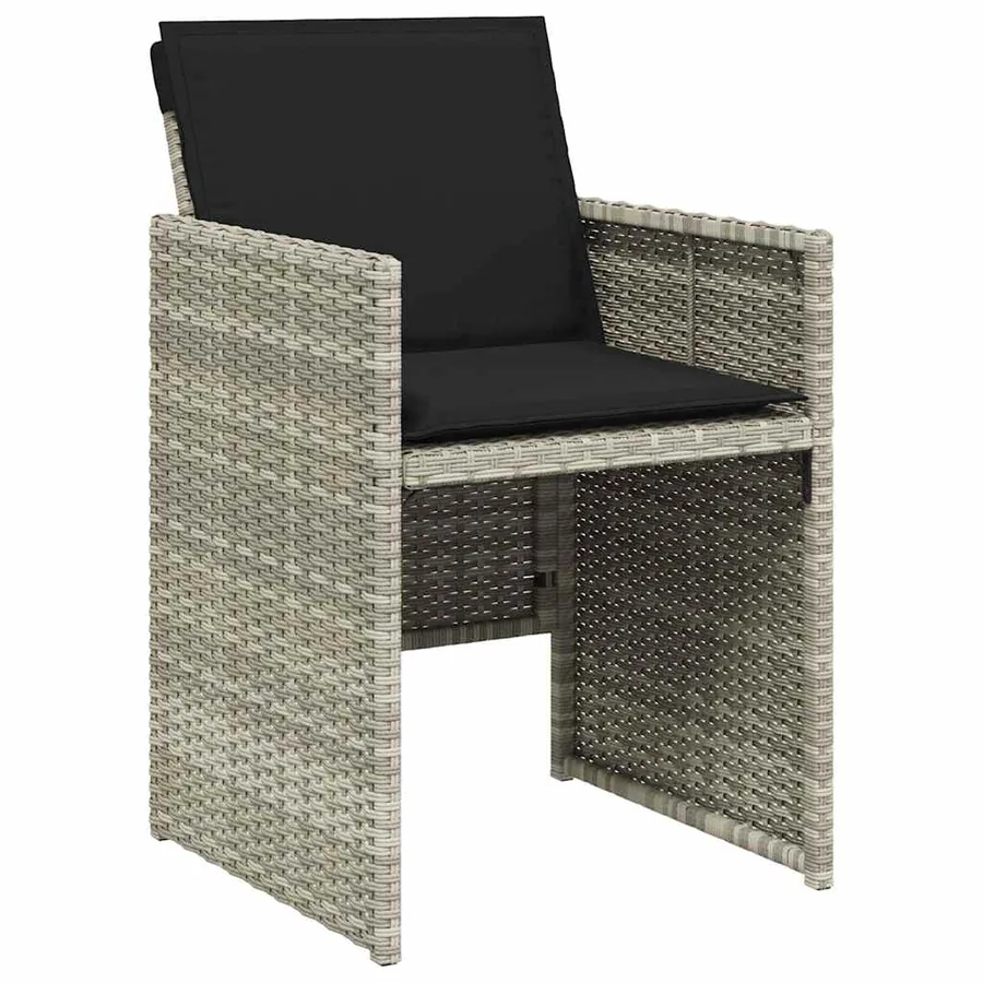Ensemble à manger de jardin et coussins 13 pcs gris clair rotin - 4