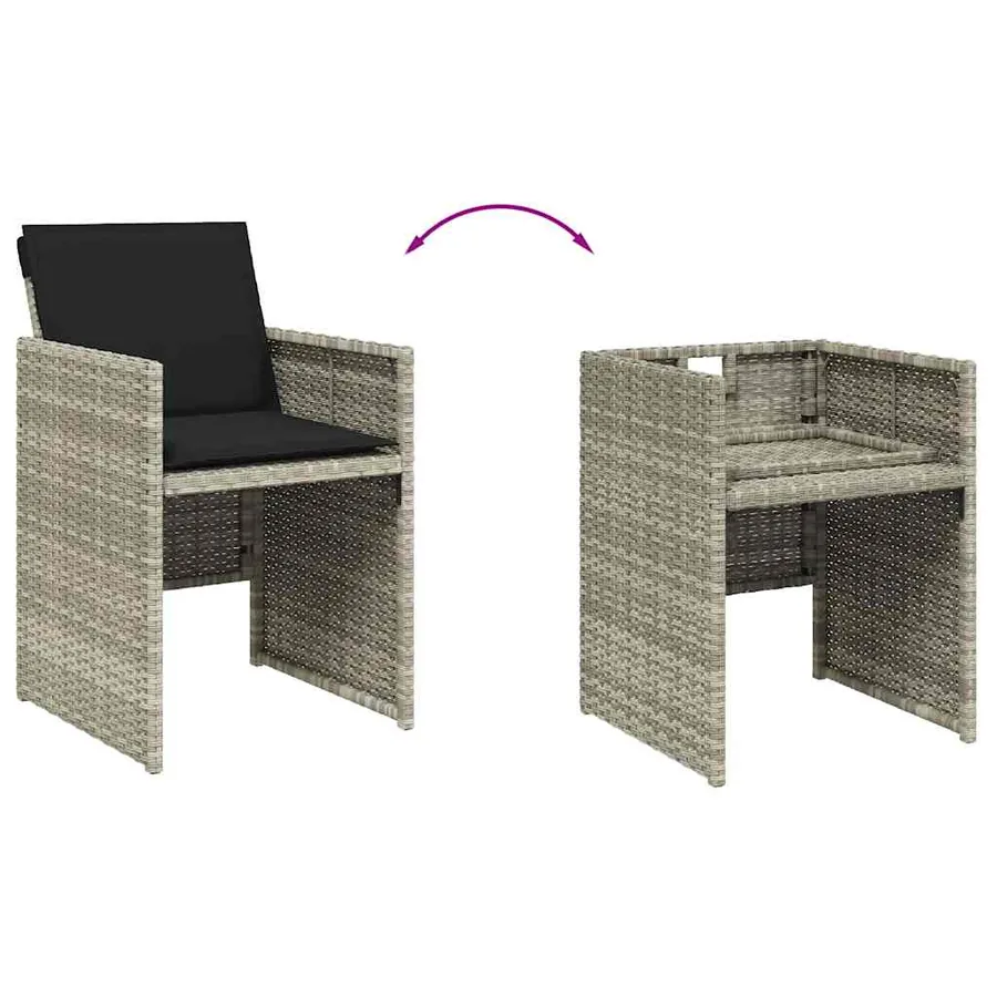 Ensemble à manger de jardin et coussins 13 pcs gris clair rotin - 5