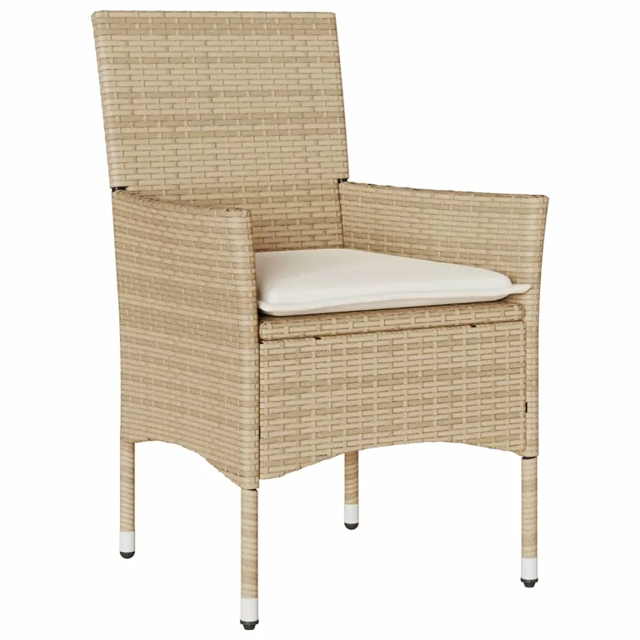 Ensemble à manger de jardin et coussins 3 pcs beige rotin verre - 3
