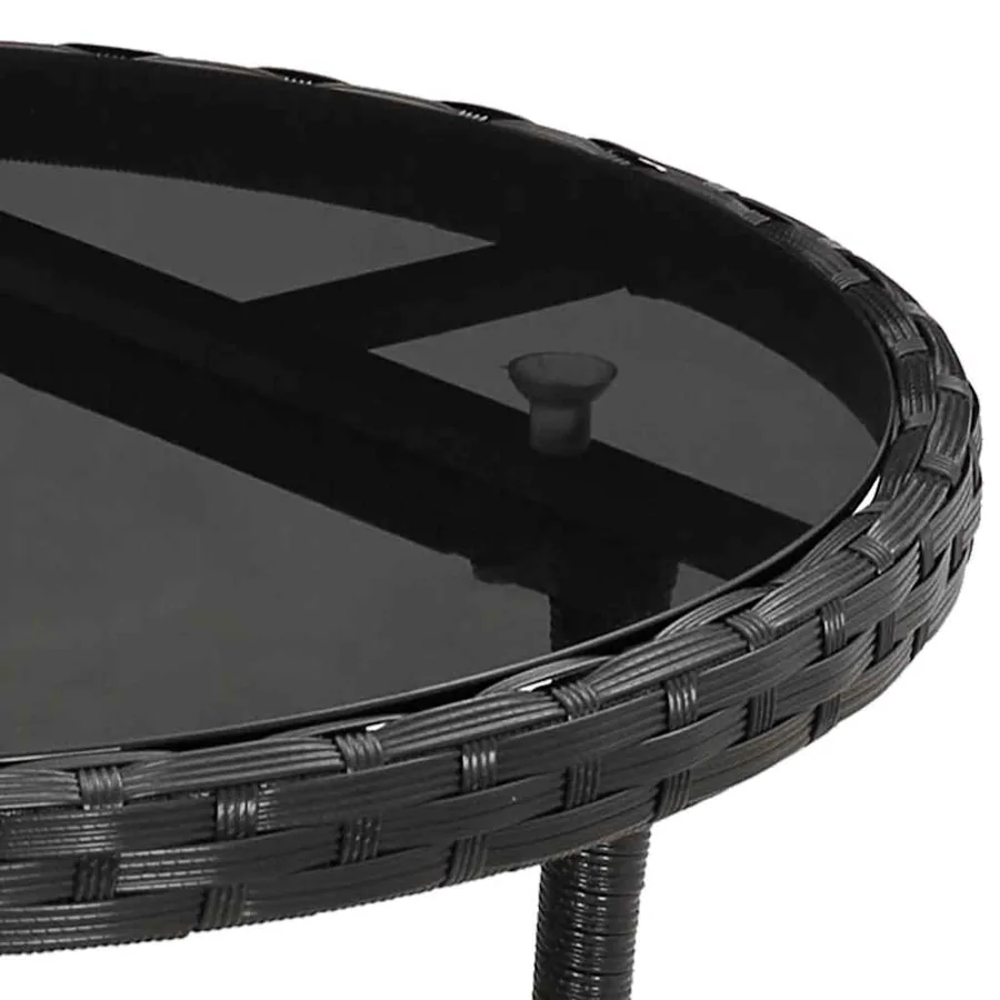 Ensemble à manger de jardin et coussins 5 pcs noir rotin verre - 6