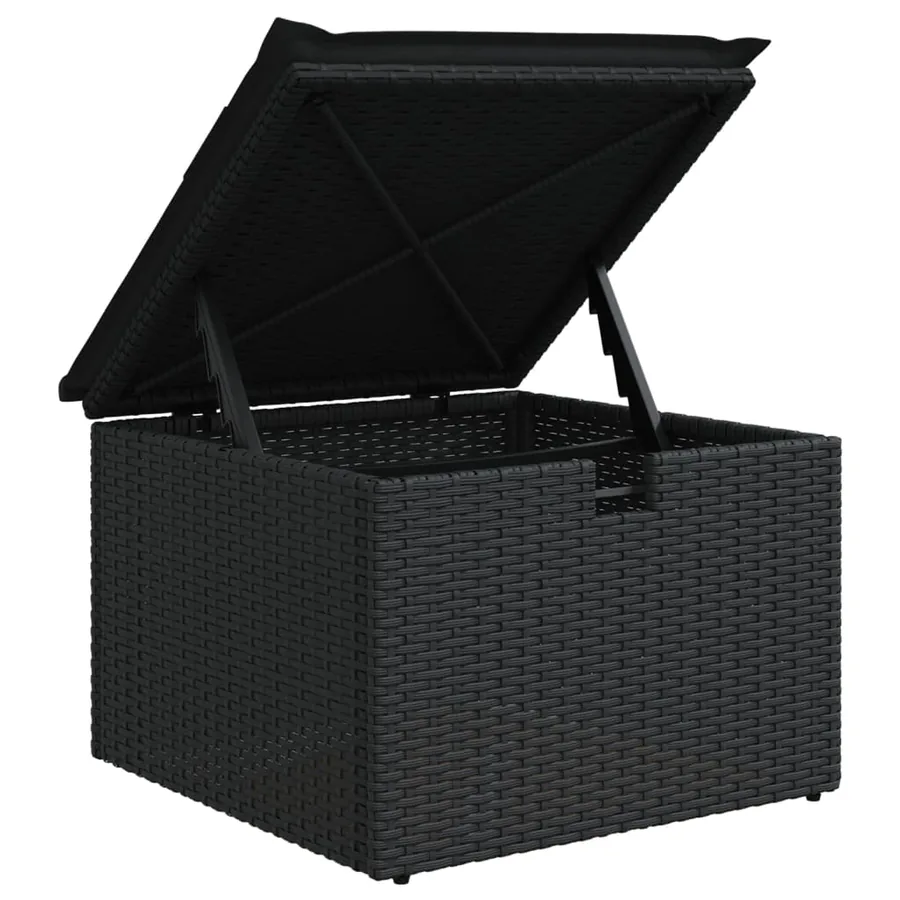 Salon de jardin 6 pcs avec coussins noir résine tressée - 11